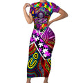 Autism Awareness Australia Fremantle Freo Short Sleeve Bodycon Dress Aboriginal Indigenous Art