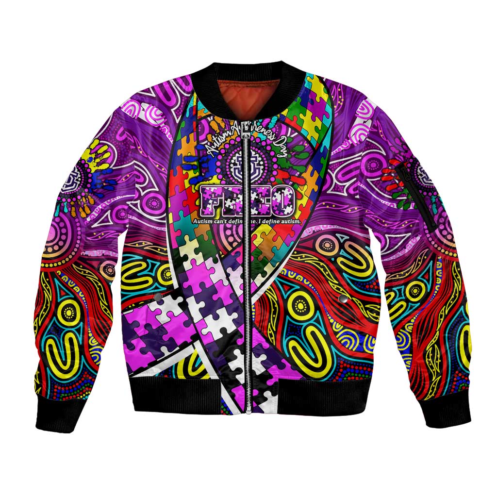 Autism Awareness Australia Fremantle Freo Sleeve Zip Bomber Jacket Aboriginal Indigenous Art