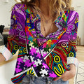 Autism Awareness Australia Fremantle Freo Women Casual Shirt Aboriginal Indigenous Art