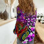 Autism Awareness Australia Fremantle Freo Women Casual Shirt Aboriginal Indigenous Art