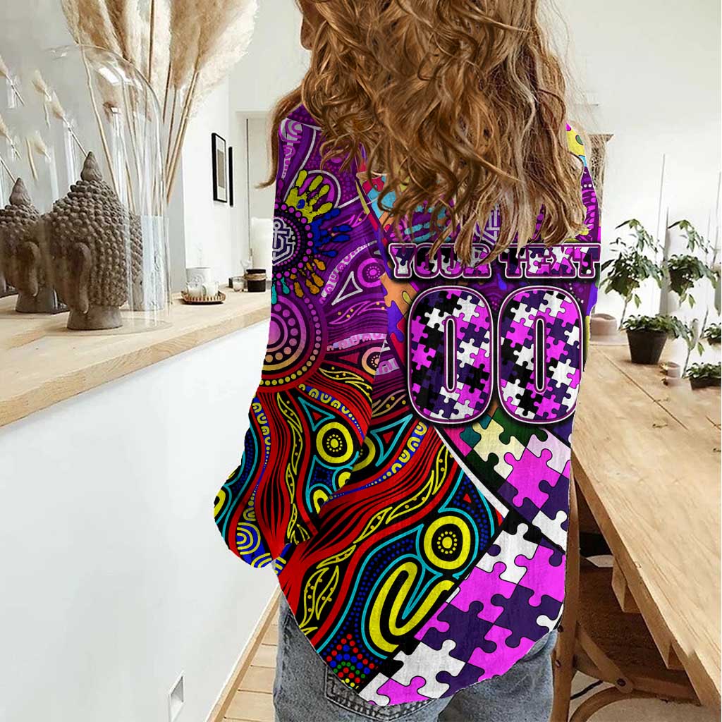 Autism Awareness Australia Fremantle Freo Women Casual Shirt Aboriginal Indigenous Art