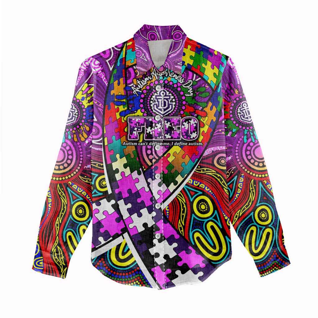 Autism Awareness Australia Fremantle Freo Women Casual Shirt Aboriginal Indigenous Art
