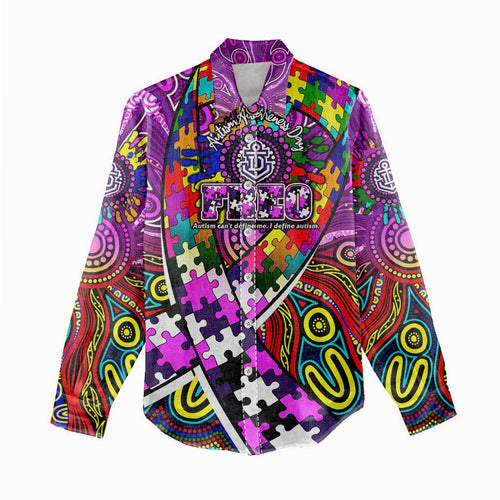 Autism Awareness Australia Fremantle Freo Women Casual Shirt Aboriginal Indigenous Art
