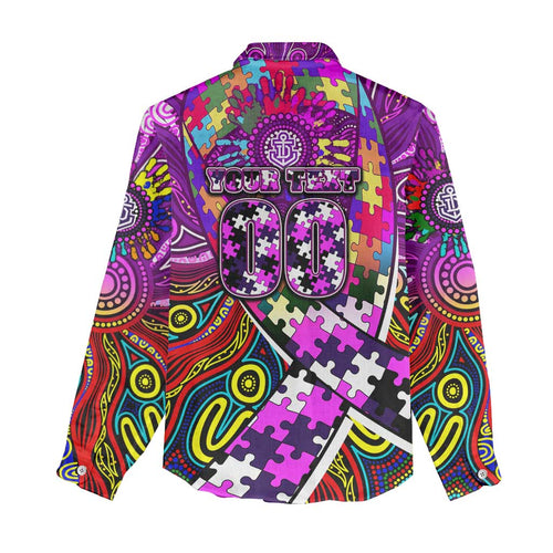 Autism Awareness Australia Fremantle Freo Women Casual Shirt Aboriginal Indigenous Art