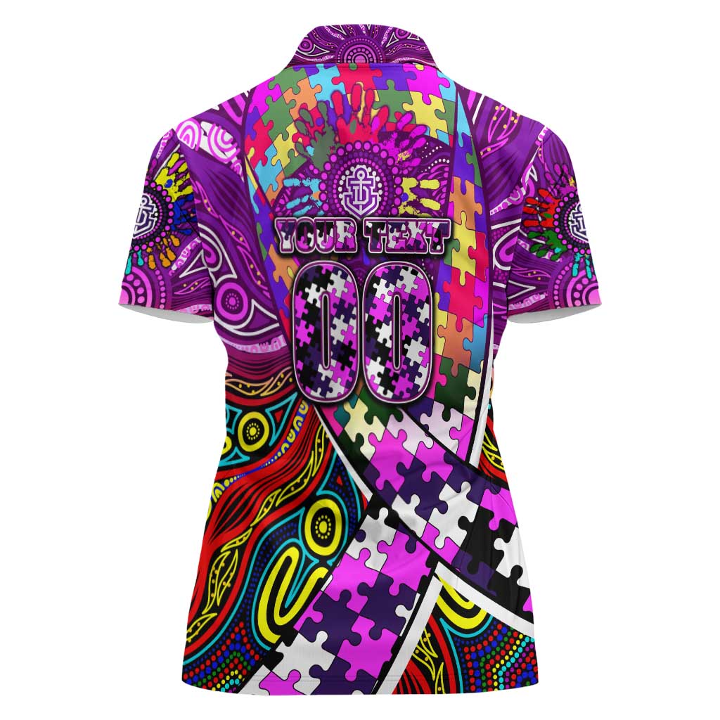 Autism Awareness Australia Fremantle Freo Women Polo Shirt Aboriginal Indigenous Art