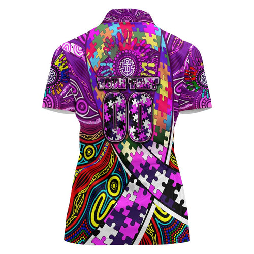 Autism Awareness Australia Fremantle Freo Women Polo Shirt Aboriginal Indigenous Art