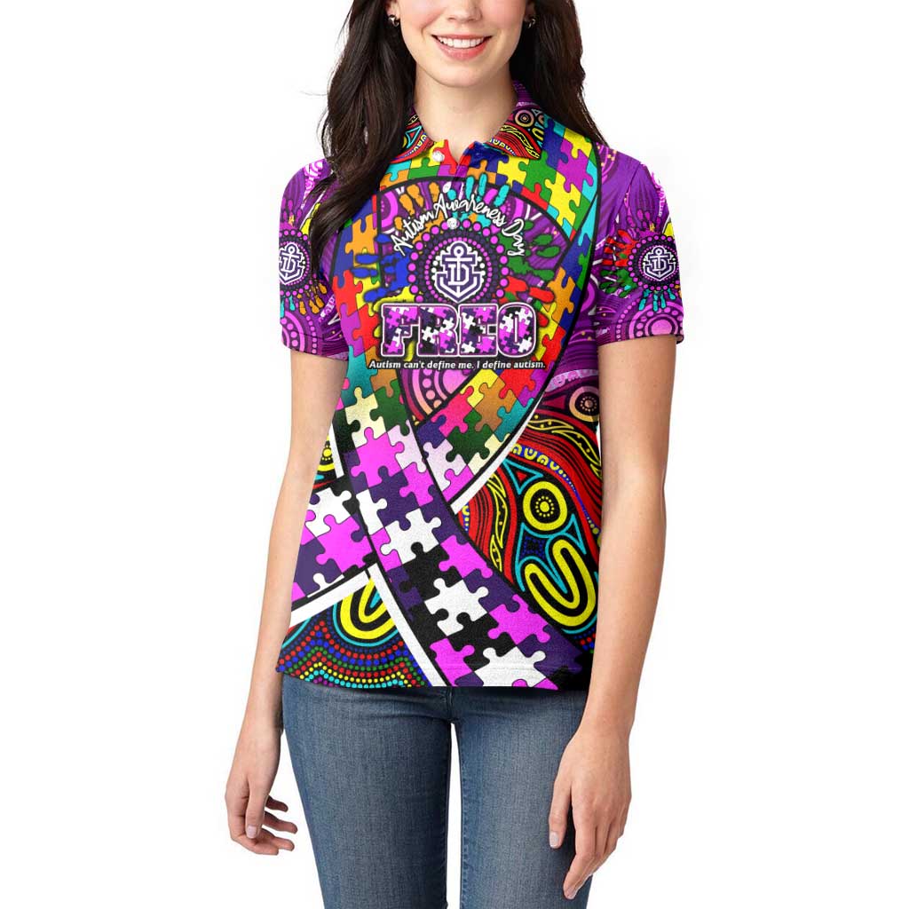 Autism Awareness Australia Fremantle Freo Women Polo Shirt Aboriginal Indigenous Art