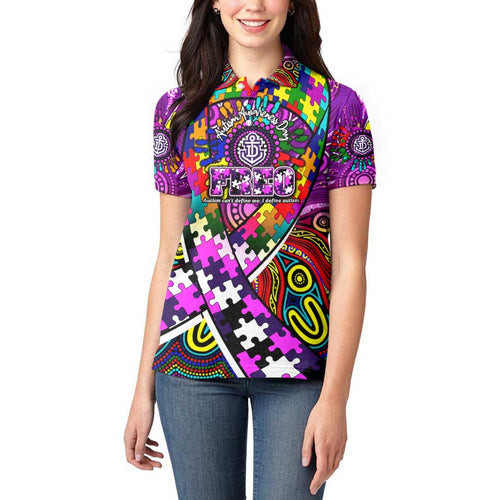 Autism Awareness Australia Fremantle Freo Women Polo Shirt Aboriginal Indigenous Art