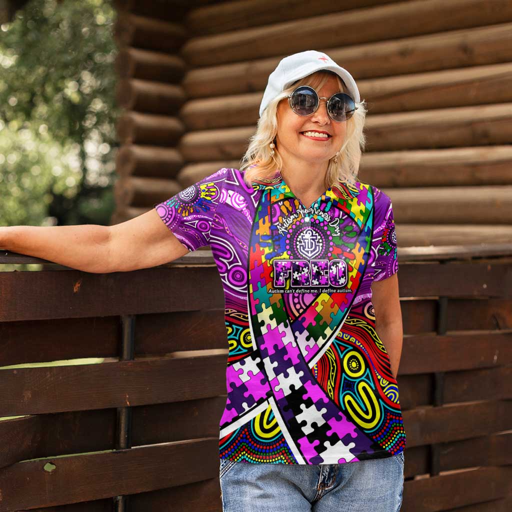 Autism Awareness Australia Fremantle Freo Women Polo Shirt Aboriginal Indigenous Art