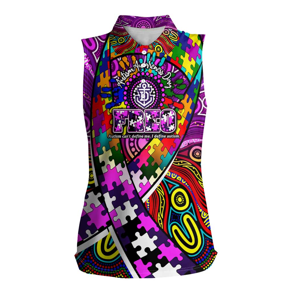 Autism Awareness Australia Fremantle Freo Women Sleeveless Polo Shirt Aboriginal Indigenous Art