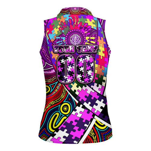 Autism Awareness Australia Fremantle Freo Women Sleeveless Polo Shirt Aboriginal Indigenous Art