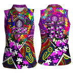 Autism Awareness Australia Fremantle Freo Women Sleeveless Polo Shirt Aboriginal Indigenous Art