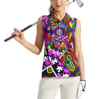 Autism Awareness Australia Fremantle Freo Women Sleeveless Polo Shirt Aboriginal Indigenous Art