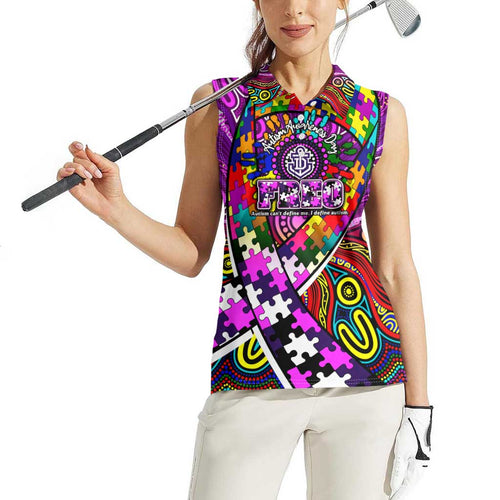 Autism Awareness Australia Fremantle Freo Women Sleeveless Polo Shirt Aboriginal Indigenous Art