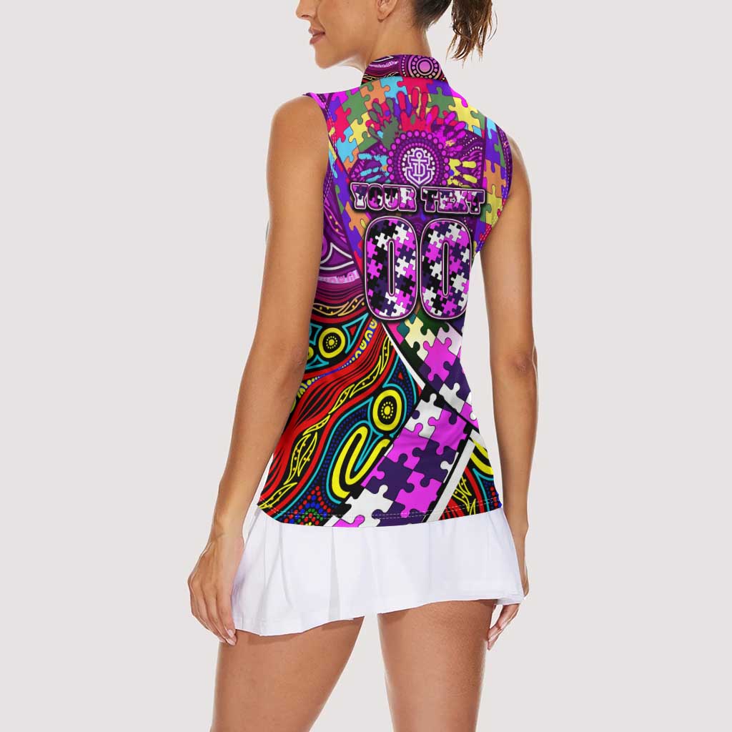 Autism Awareness Australia Fremantle Freo Women Sleeveless Polo Shirt Aboriginal Indigenous Art