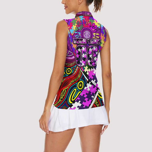 Autism Awareness Australia Fremantle Freo Women Sleeveless Polo Shirt Aboriginal Indigenous Art