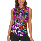 Autism Awareness Australia Fremantle Freo Women Sleeveless Polo Shirt Aboriginal Indigenous Art