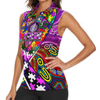 Autism Awareness Australia Fremantle Freo Women Sleeveless Polo Shirt Aboriginal Indigenous Art