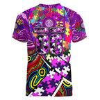 Autism Awareness Australia Fremantle Freo Women V-Neck T-Shirt Aboriginal Indigenous Art
