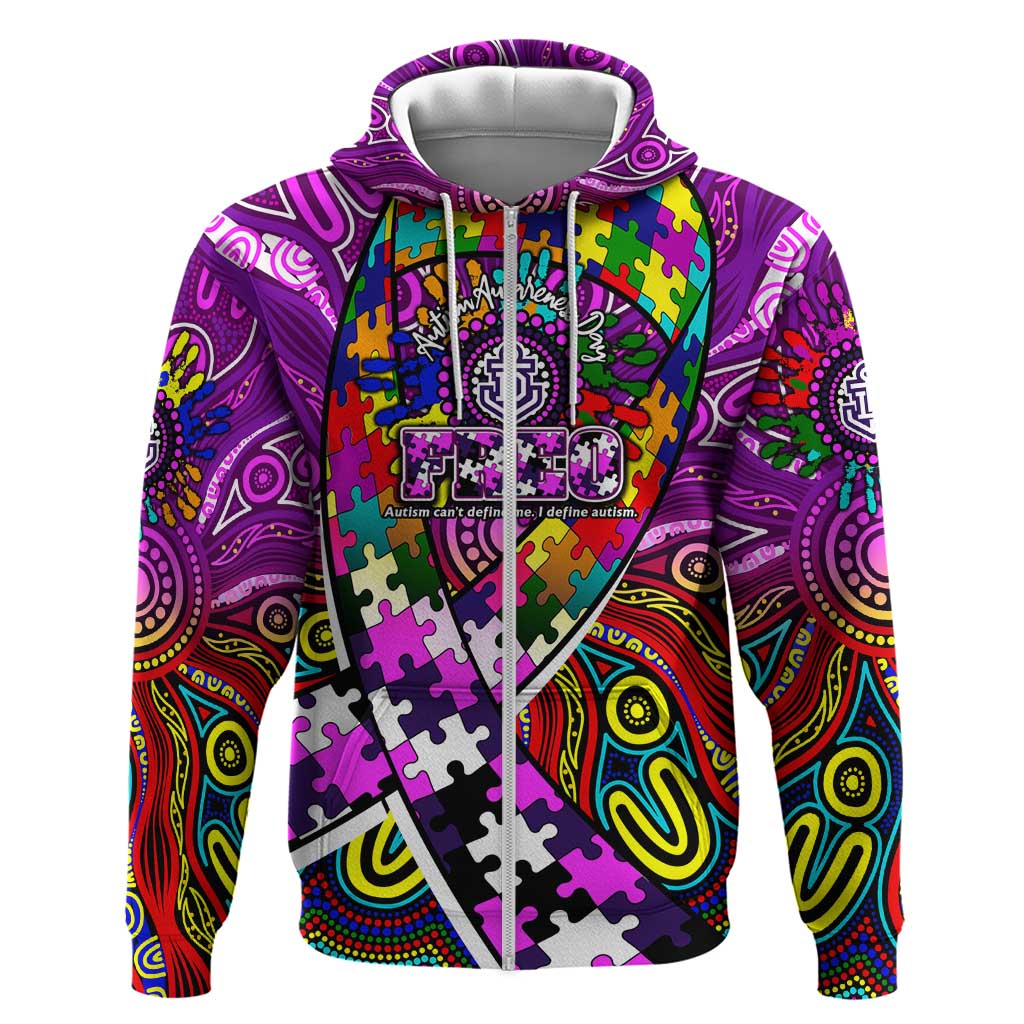 Autism Awareness Australia Fremantle Freo Zip Hoodie Aboriginal Indigenous Art