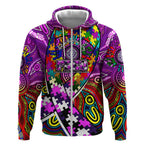 Autism Awareness Australia Fremantle Freo Zip Hoodie Aboriginal Indigenous Art