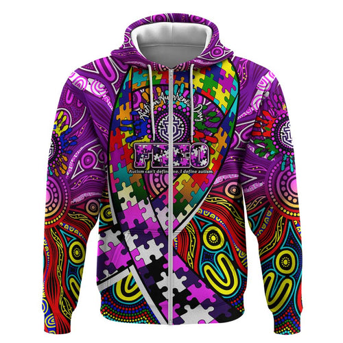 Autism Awareness Australia Fremantle Freo Zip Hoodie Aboriginal Indigenous Art