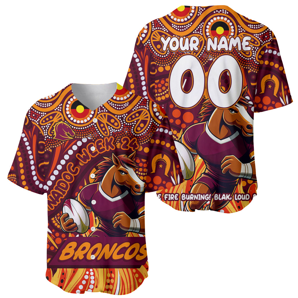 Custom Australia NAIDOC Week 2024 Baseball Jersey Brisbane Broncos Mascot Keep The Fire Burning