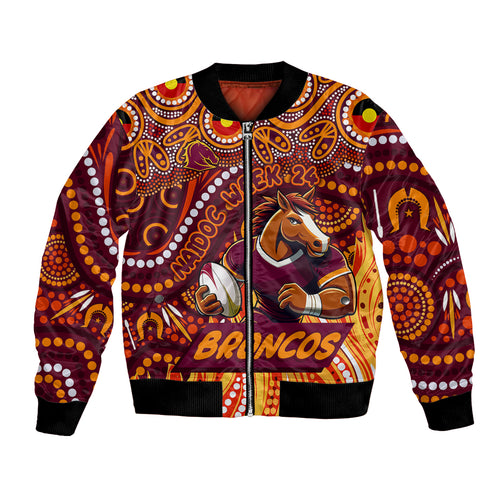Custom Australia NAIDOC Week 2024 Bomber Jacket Brisbane Broncos Mascot Keep The Fire Burning