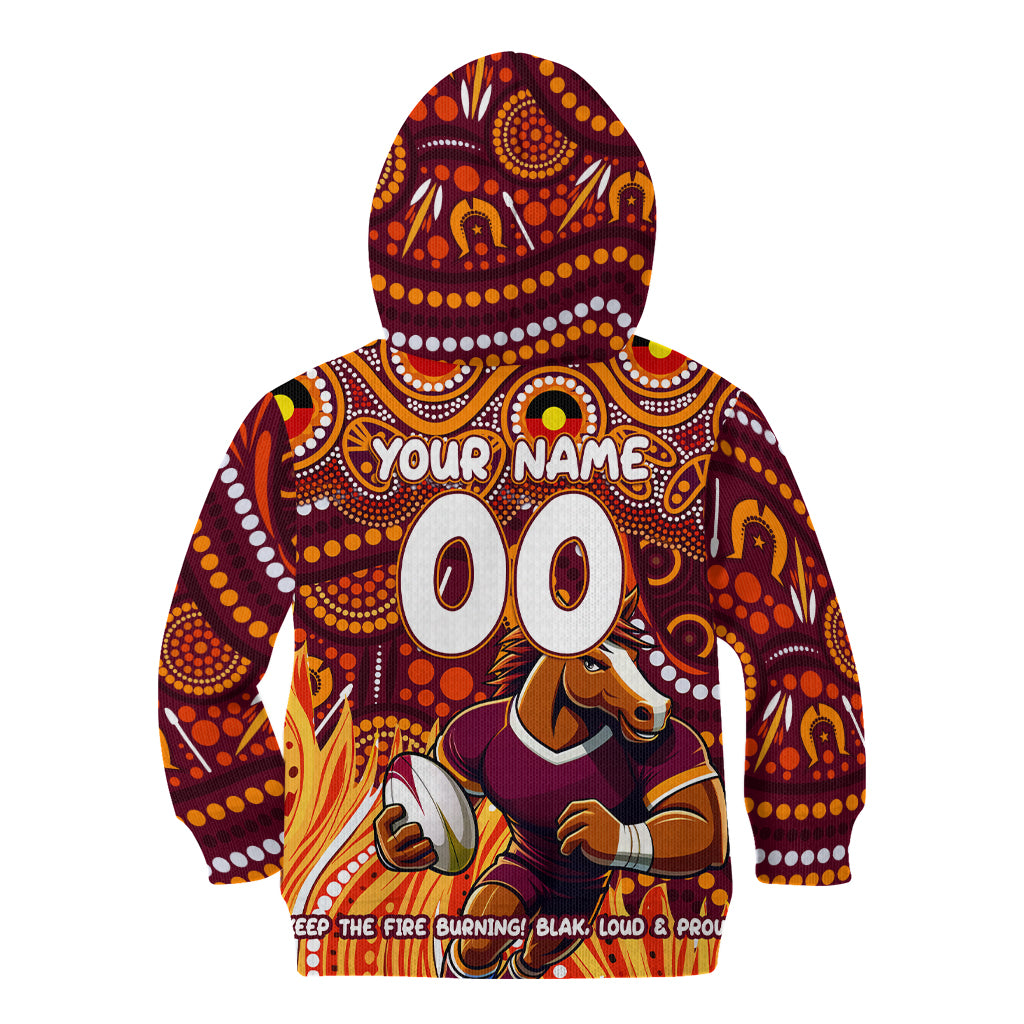 Custom Australia NAIDOC Week 2024 Kid Hoodie Brisbane Broncos Mascot Keep The Fire Burning