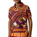 Custom Australia NAIDOC Week 2024 Kid Polo Shirt Brisbane Broncos Mascot Keep The Fire Burning