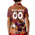 Custom Australia NAIDOC Week 2024 Kid Polo Shirt Brisbane Broncos Mascot Keep The Fire Burning