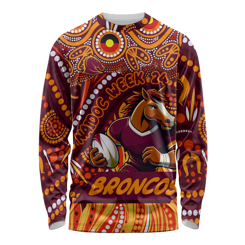 Custom Australia NAIDOC Week 2024 Long Sleeve Shirt Brisbane Broncos Mascot Keep The Fire Burning
