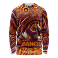 Custom Australia NAIDOC Week 2024 Long Sleeve Shirt Brisbane Broncos Mascot Keep The Fire Burning