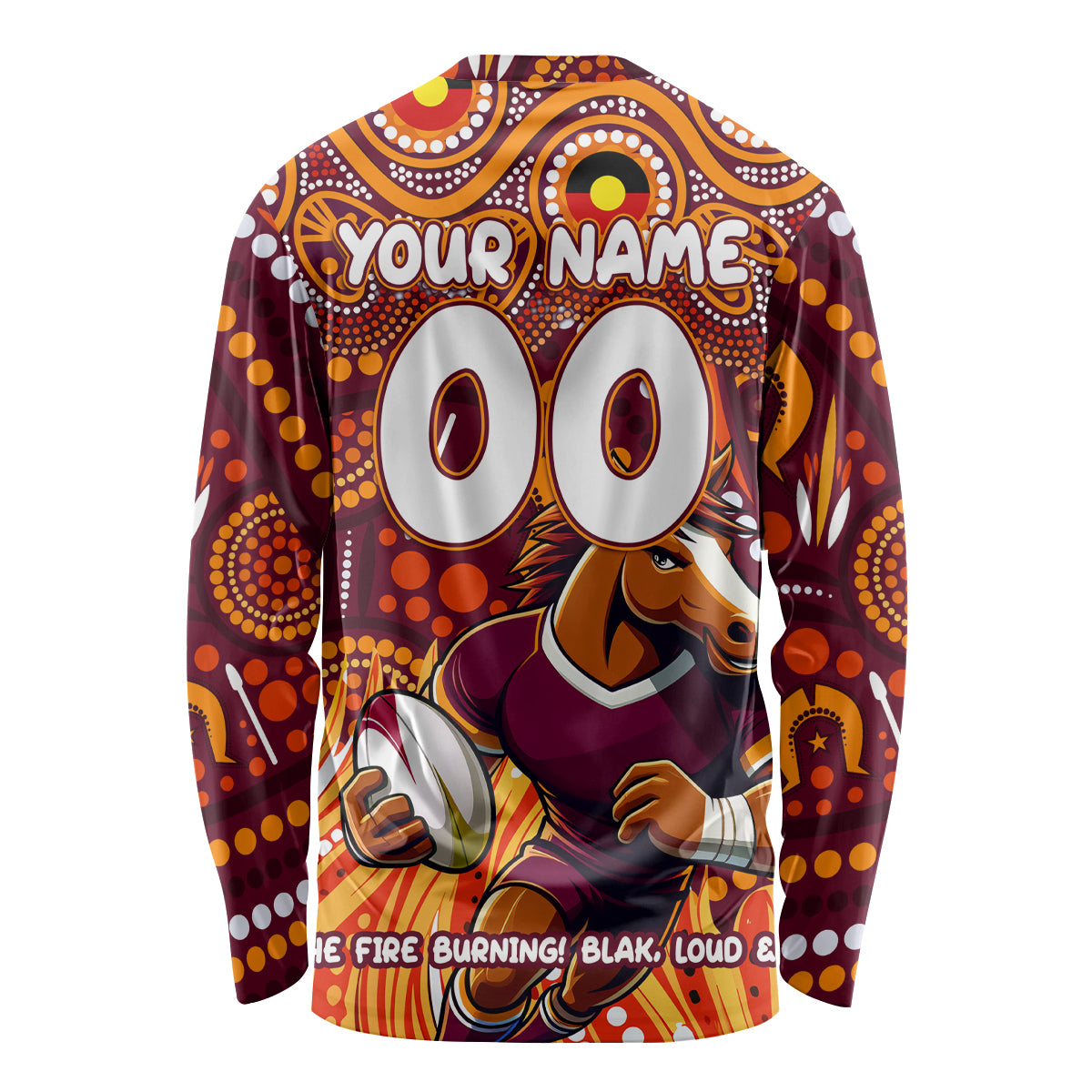 Custom Australia NAIDOC Week 2024 Long Sleeve Shirt Brisbane Broncos Mascot Keep The Fire Burning