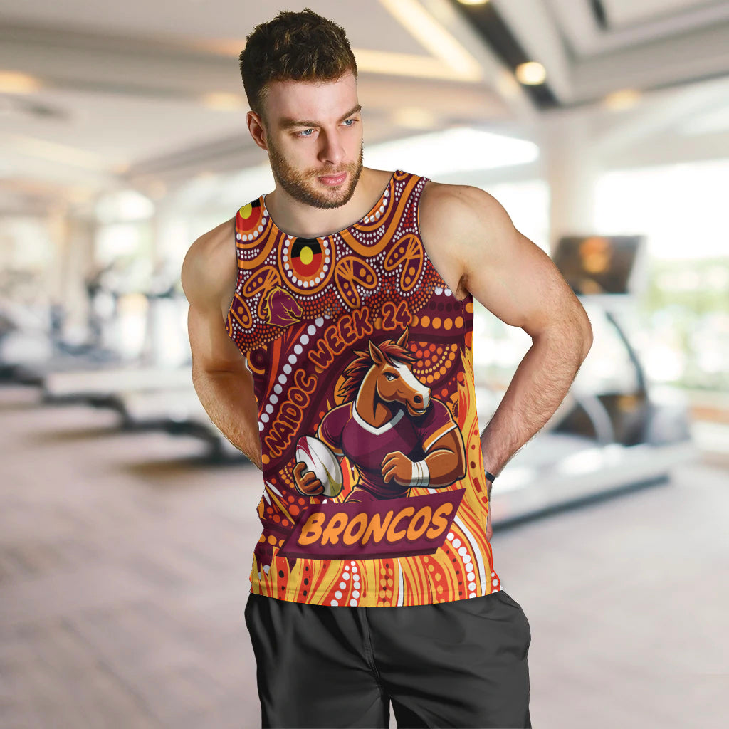 Custom Australia NAIDOC Week 2024 Men Tank Top Brisbane Broncos Mascot Keep The Fire Burning