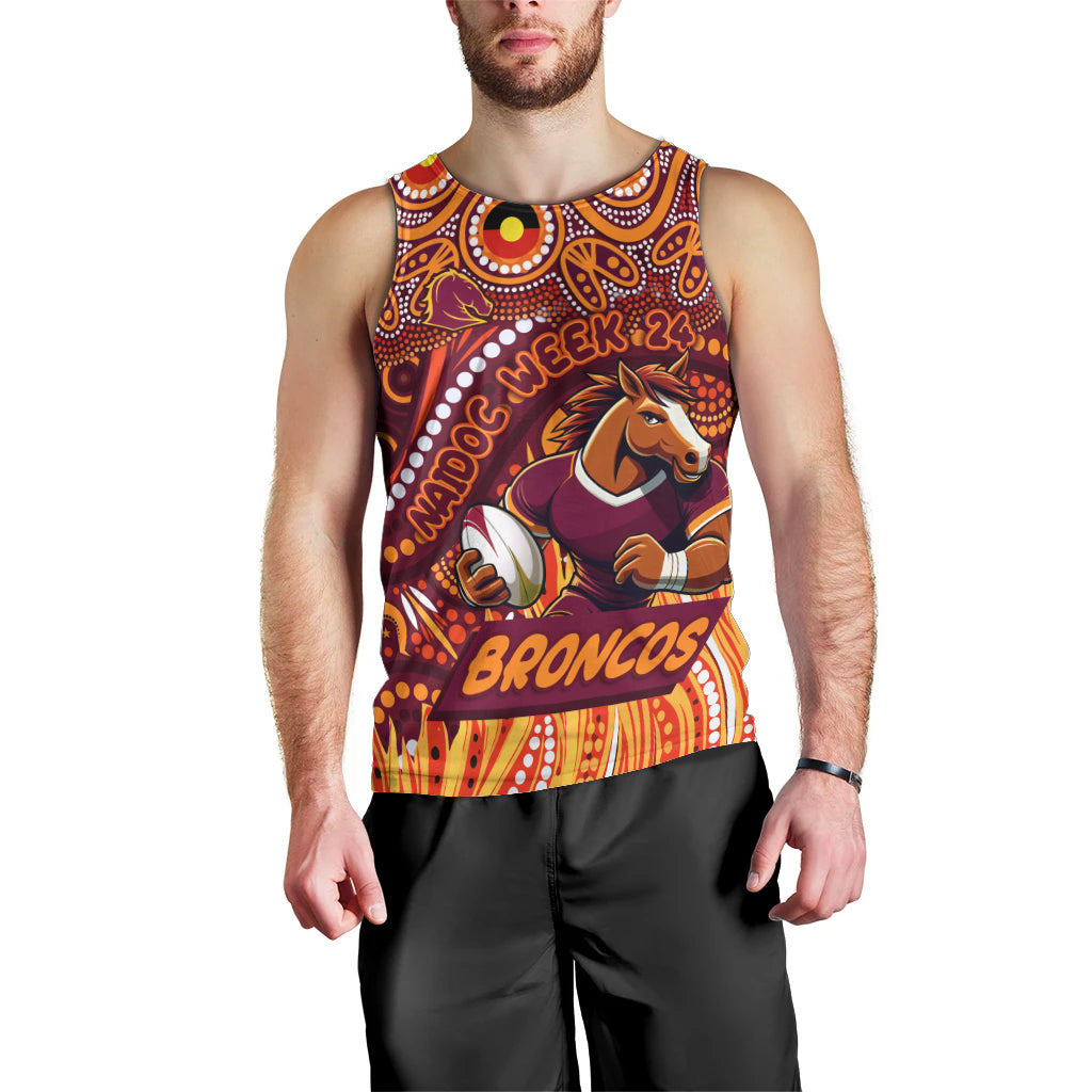 Custom Australia NAIDOC Week 2024 Men Tank Top Brisbane Broncos Mascot Keep The Fire Burning