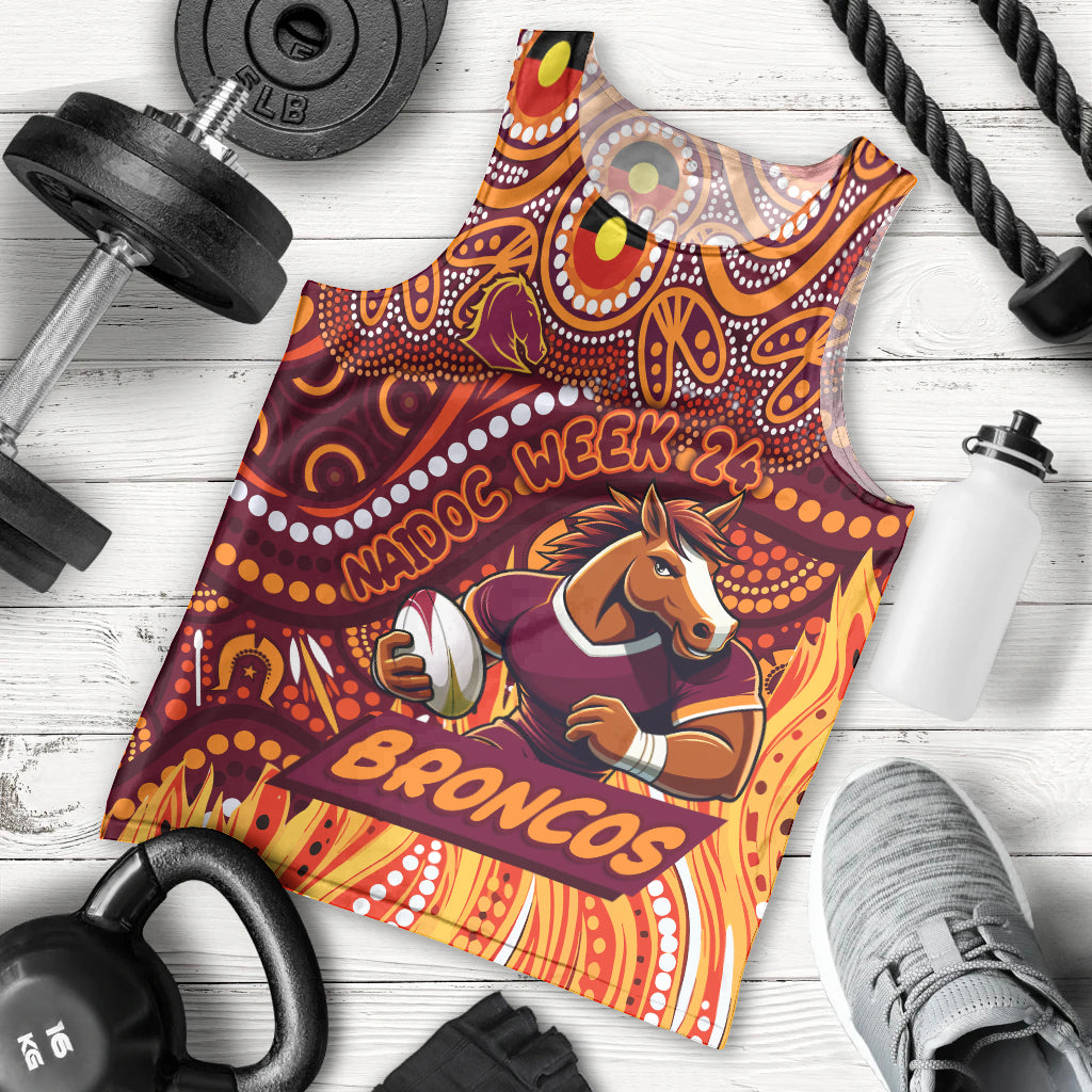 Custom Australia NAIDOC Week 2024 Men Tank Top Brisbane Broncos Mascot Keep The Fire Burning