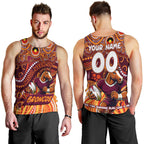 Custom Australia NAIDOC Week 2024 Men Tank Top Brisbane Broncos Mascot Keep The Fire Burning