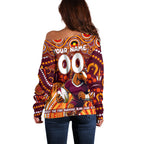 Custom Australia NAIDOC Week 2024 Off Shoulder Sweater Brisbane Broncos Mascot Keep The Fire Burning