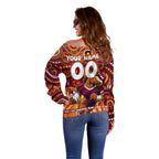Custom Australia NAIDOC Week 2024 Off Shoulder Sweater Brisbane Broncos Mascot Keep The Fire Burning