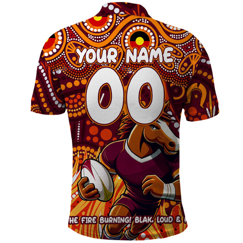 Custom Australia NAIDOC Week 2024 Polo Shirt Brisbane Broncos Mascot Keep The Fire Burning