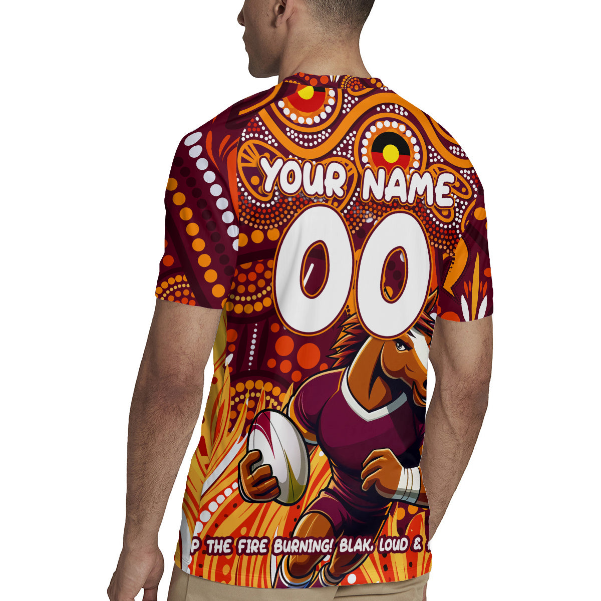 Custom Australia NAIDOC Week 2024 Rugby Jersey Brisbane Broncos Mascot Keep The Fire Burning