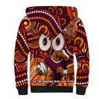 Custom Australia NAIDOC Week 2024 Sherpa Hoodie Brisbane Broncos Mascot Keep The Fire Burning