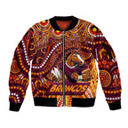 Custom Australia NAIDOC Week 2024 Sleeve Zip Bomber Jacket Brisbane Broncos Mascot Keep The Fire Burning