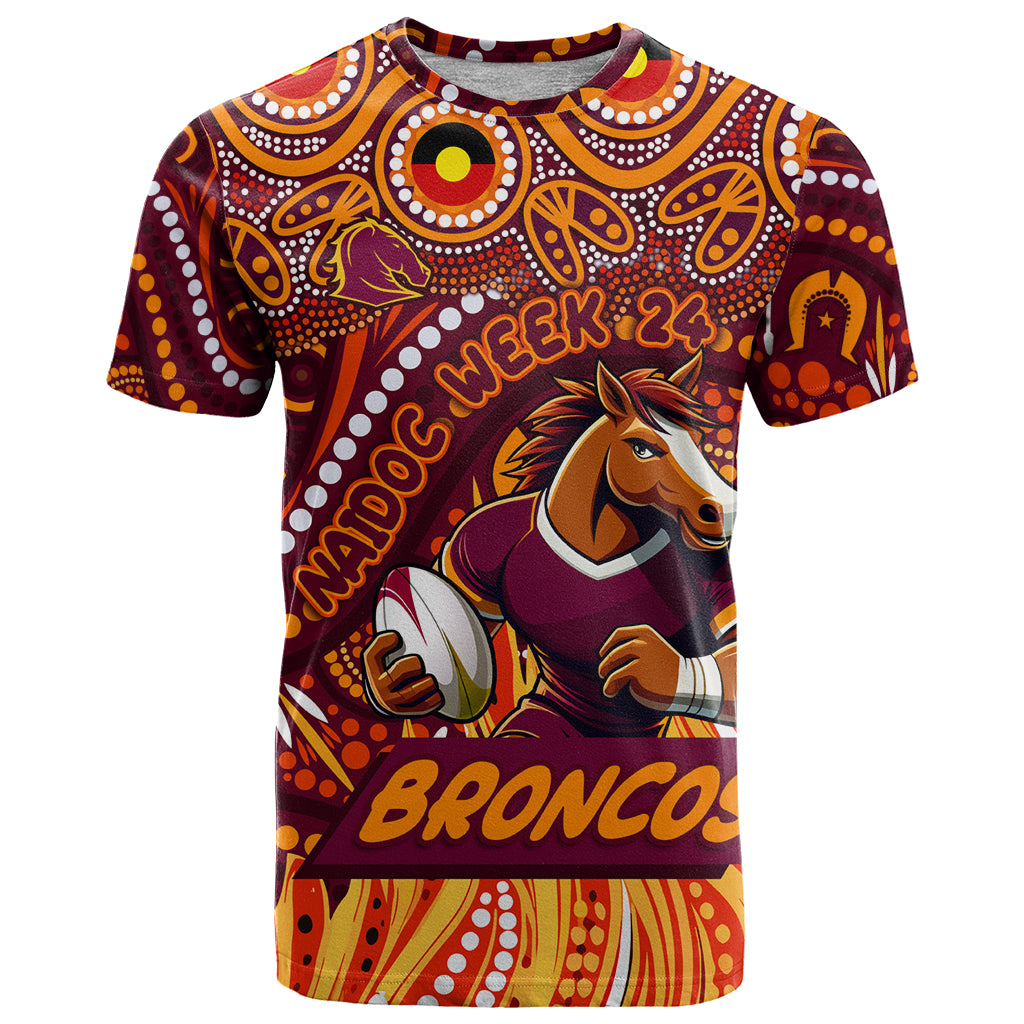 Custom Australia NAIDOC Week 2024 T Shirt Brisbane Broncos Mascot Keep The Fire Burning