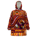 Custom Australia NAIDOC Week 2024 Wearable Blanket Hoodie Brisbane Broncos Mascot Keep The Fire Burning