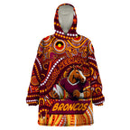 Custom Australia NAIDOC Week 2024 Wearable Blanket Hoodie Brisbane Broncos Mascot Keep The Fire Burning