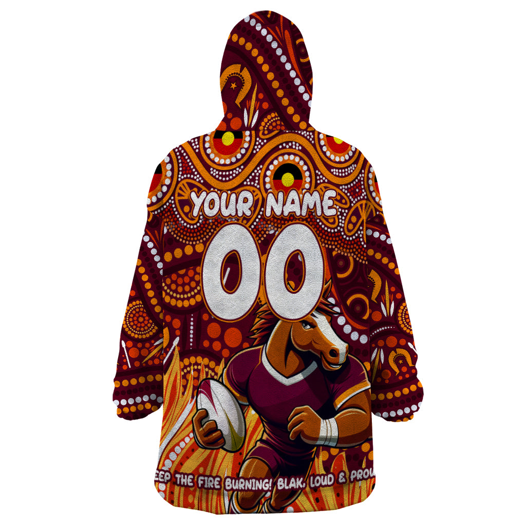 Custom Australia NAIDOC Week 2024 Wearable Blanket Hoodie Brisbane Broncos Mascot Keep The Fire Burning