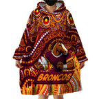 Custom Australia NAIDOC Week 2024 Wearable Blanket Hoodie Brisbane Broncos Mascot Keep The Fire Burning