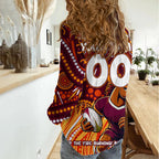 Custom Australia NAIDOC Week 2024 Women Casual Shirt Brisbane Broncos Mascot Keep The Fire Burning